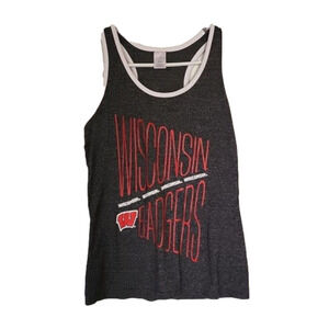 Wisconsin BADGERS Grey and white Racerback Tank Top